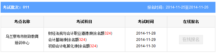 烏蘭察布會計從業(yè)資格考試報名