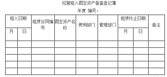 固定資產會計核算備查登記薄